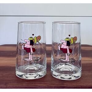 Pair of Vintage 1981 Jane Glasses by  Arby’s BC Ice Age Collector Series